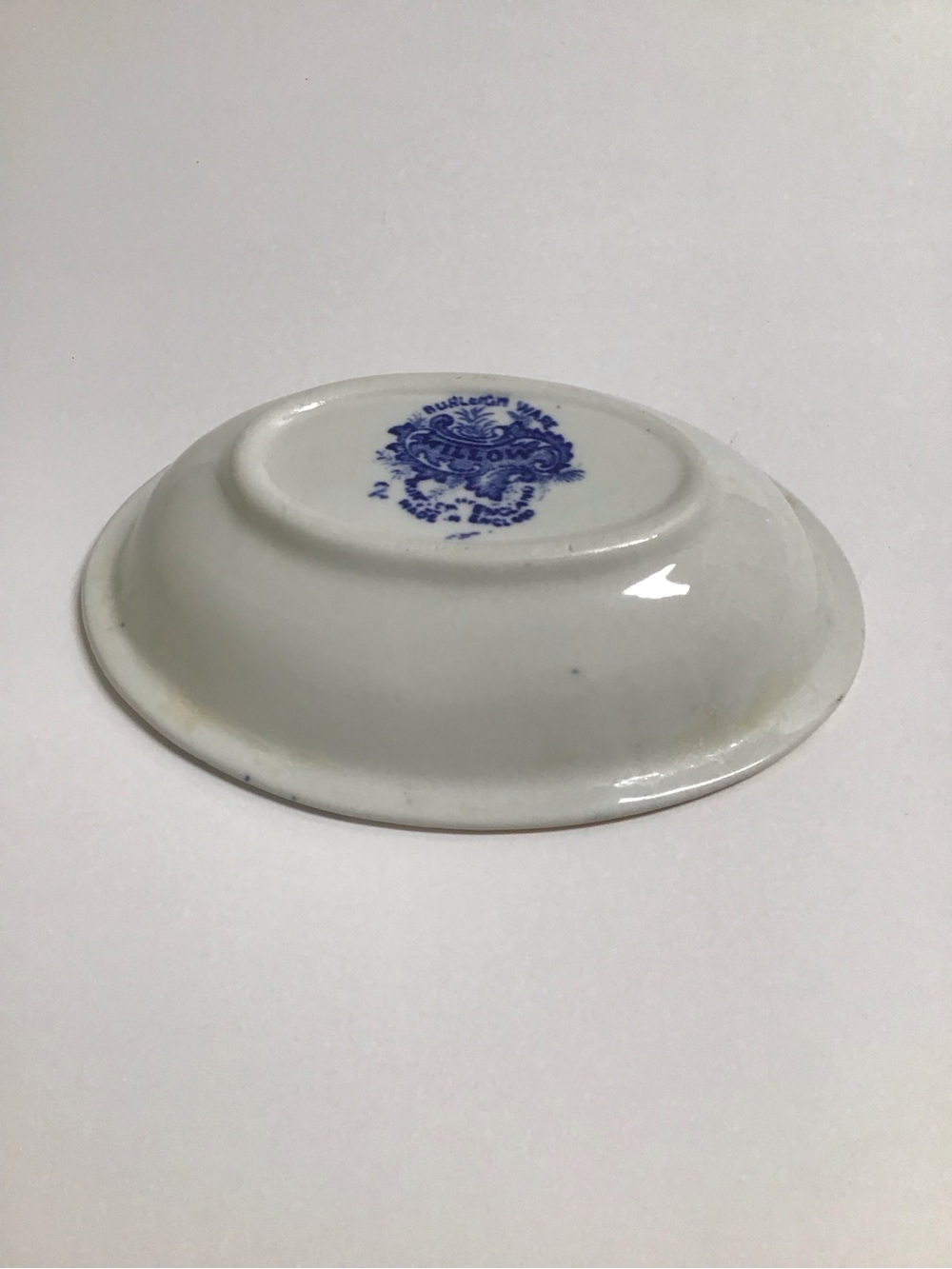 Blue Willow Antique 1920's England Burleigh Ware Oval Soap Dish Ridges Gold Rim - Picture 8 of 14